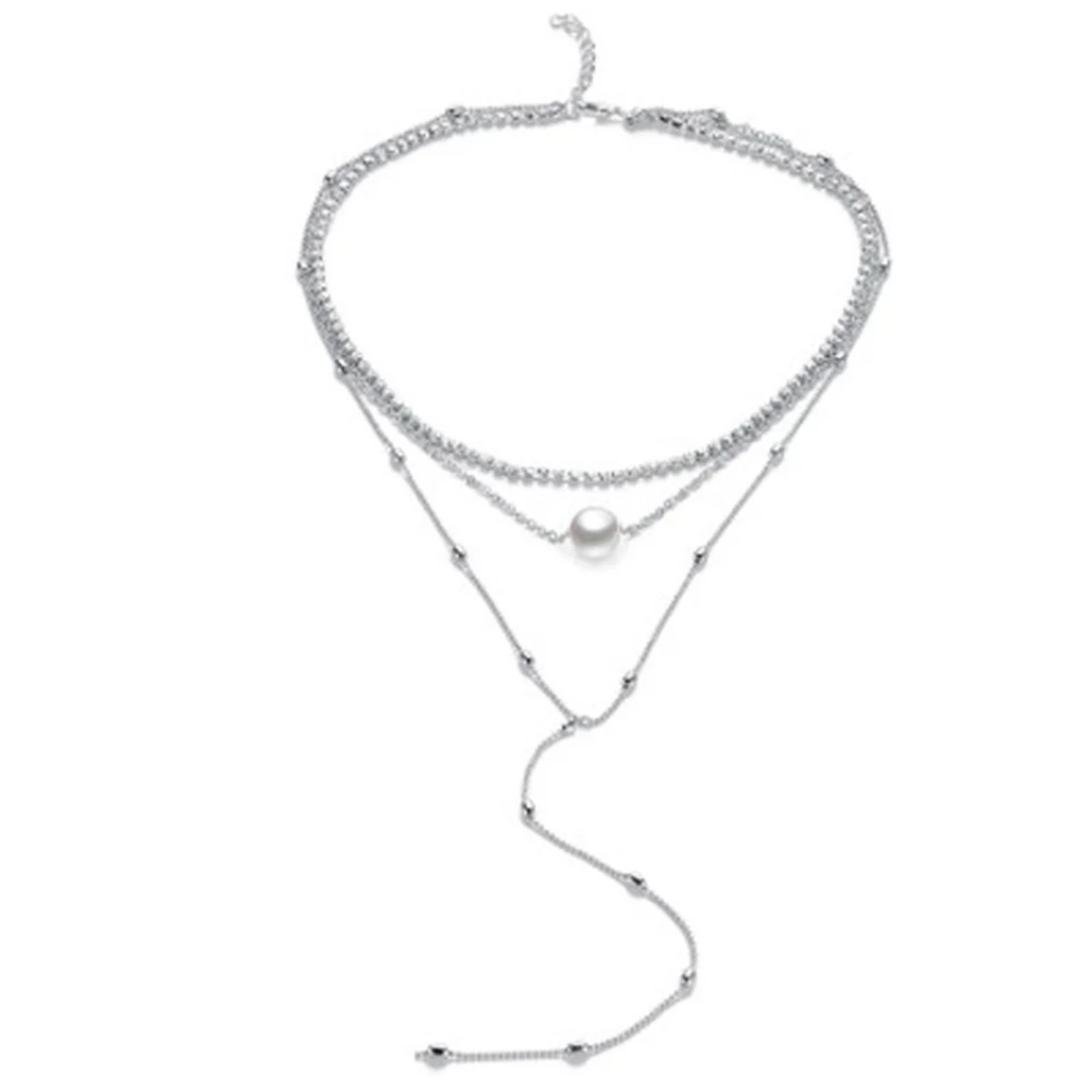 5 for $25 Three Faux Layer Pearl Necklace - Picture 6 of 6